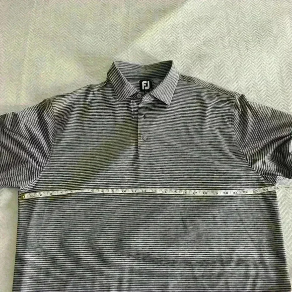 FootJoy Polo Golf Shirt Mens Gray and White Striped Size XL Golf Casual Collar - Picture 5 of 7